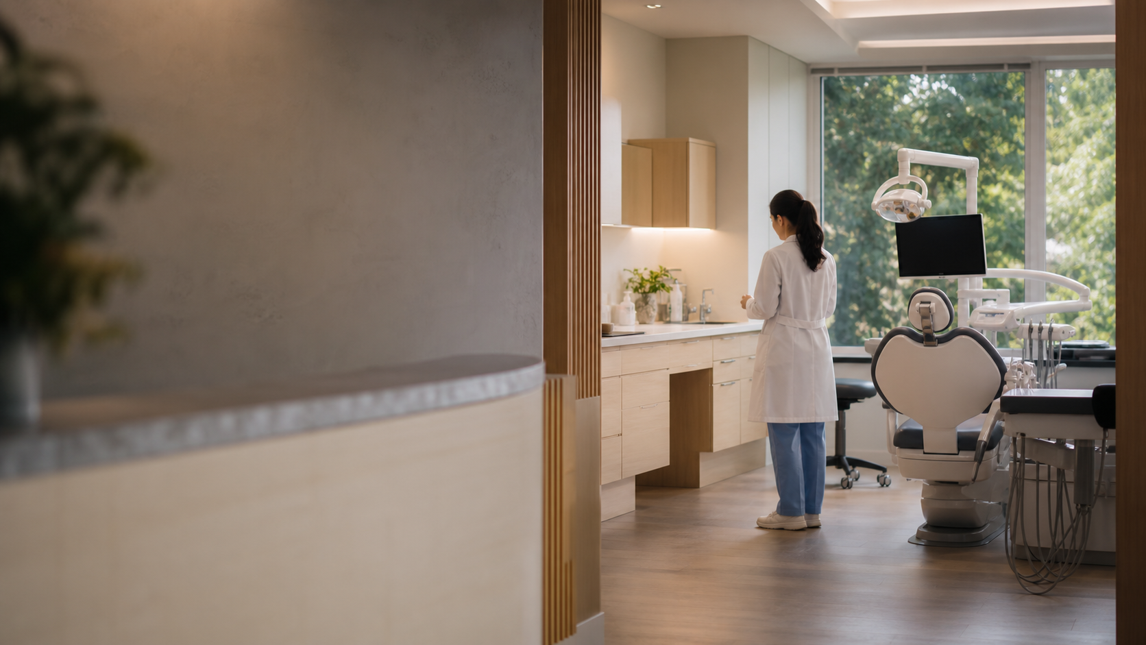 Consultorio dental contemporaneo listo para iniciar el dia